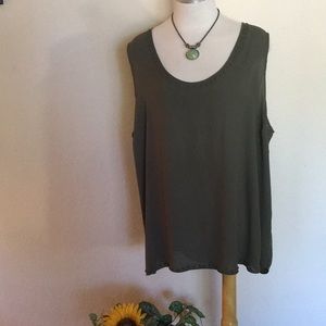 a.n.a. Olive Short Sleeve Blouse w/Stud Accent 3X